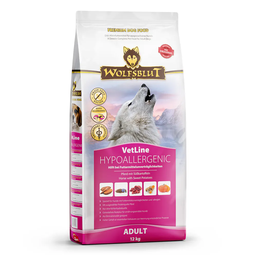 Wolfsblut VetLine Hypoallergenic Adult Pferd mit Süsskartoffeln